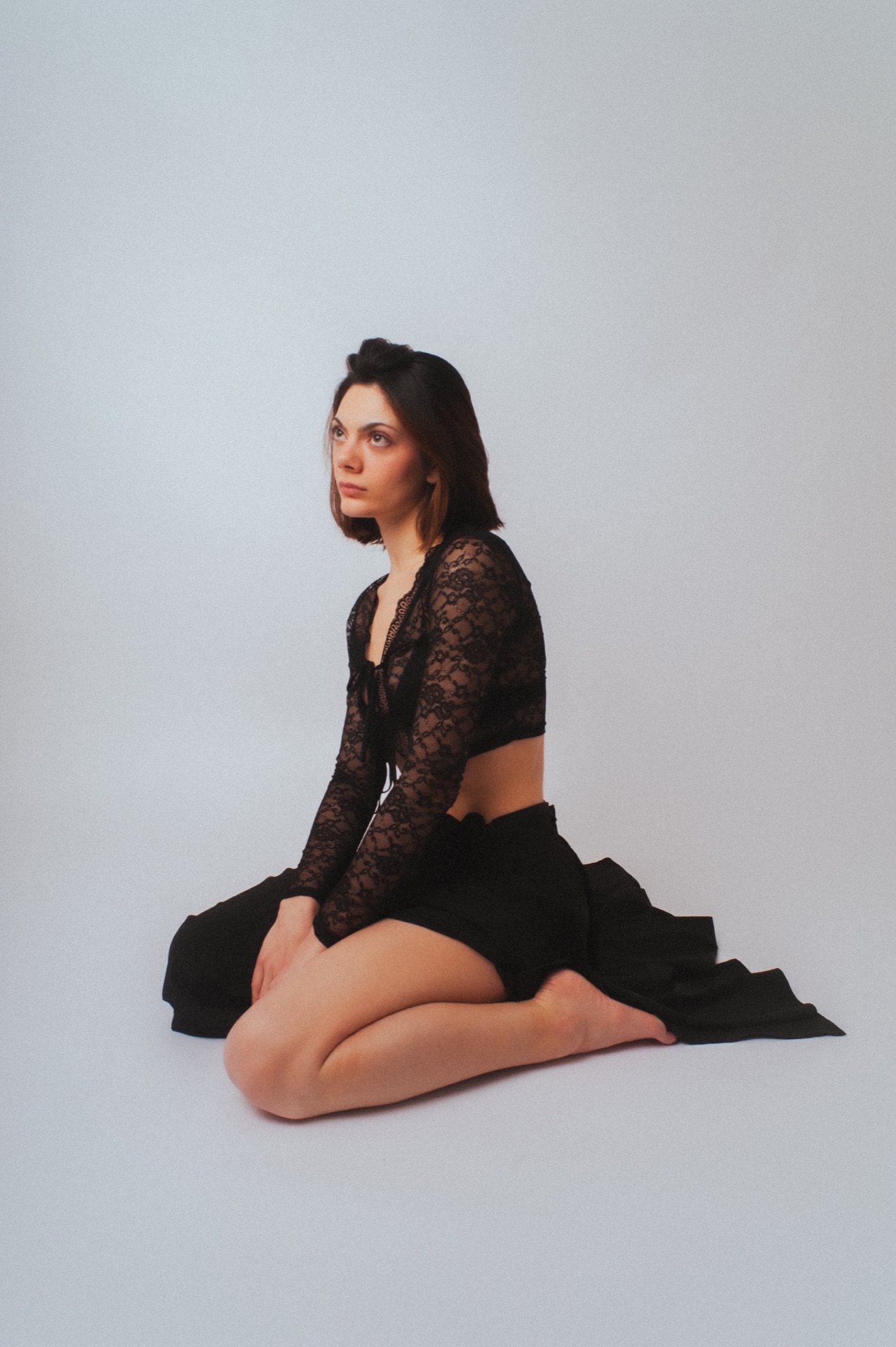 Loulia, studio portrait in sheer black